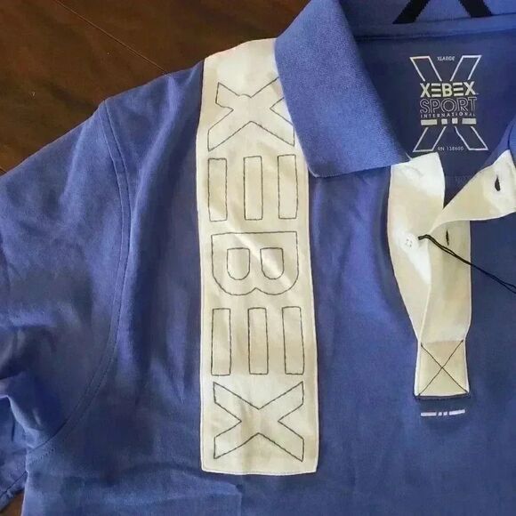 Xebex Sport Men's Blue White Embroidered Logo Shirt NEW - Picture 6 of 13